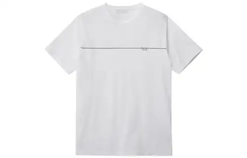 PRADA T Shirts Men's White Crew Neck Moderate Straight Fit