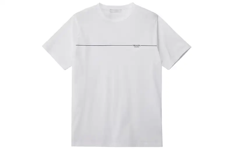 PRADA T Shirts Men's White Crew Neck Moderate Straight Fit