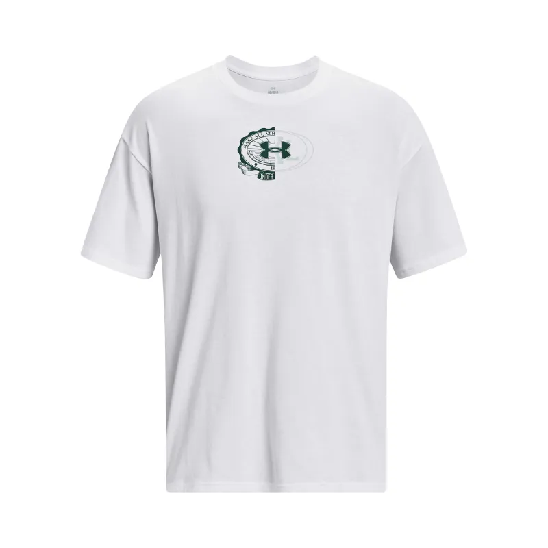 Under Armour Split T-Shirts Men's White Crew Neck Moderate Straight Fit