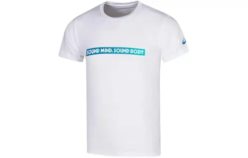 ASICS T Shirts Men's White Crew Neck Moderate