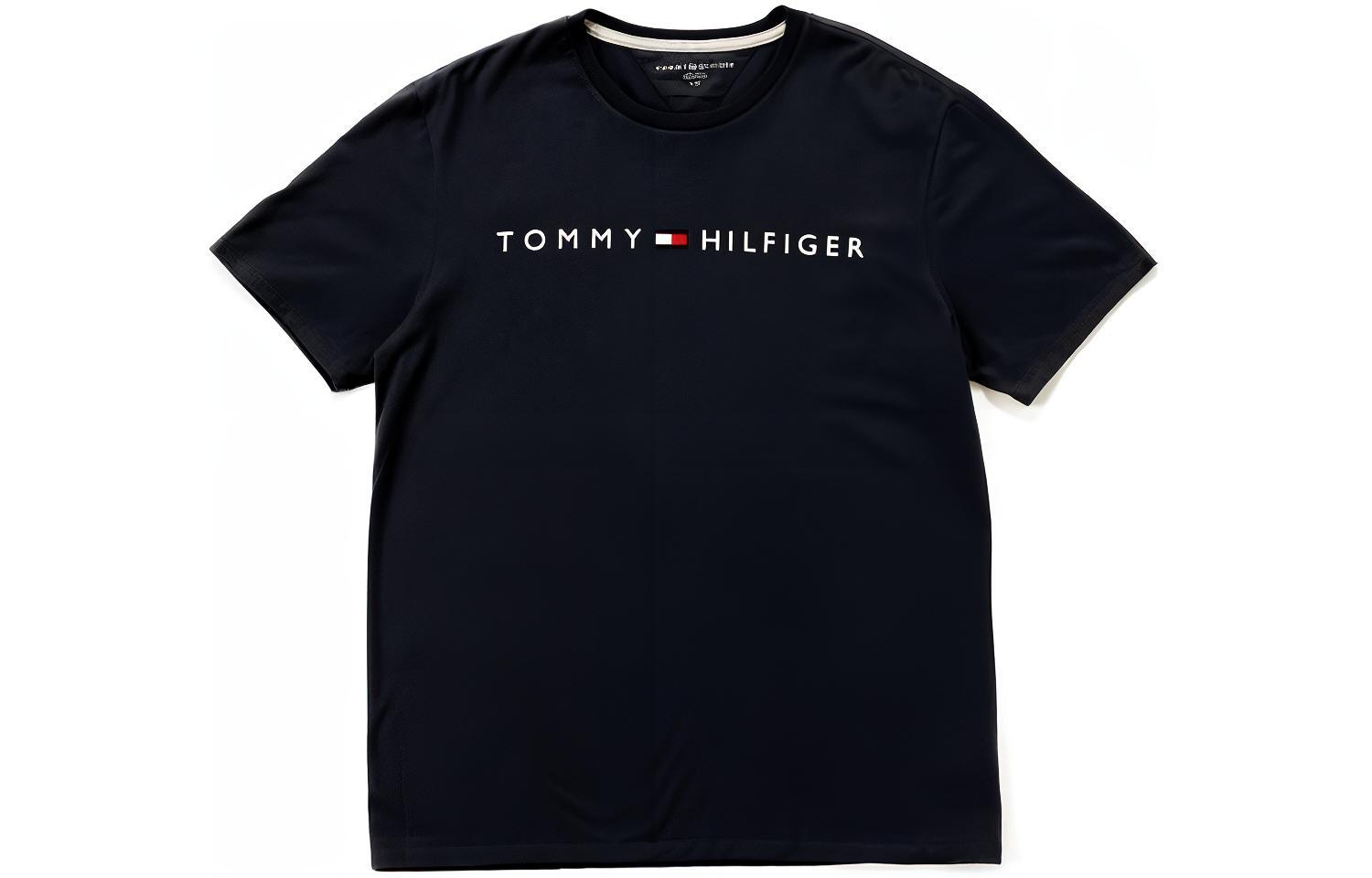 Tommy Hilfiger SS23 Американец для отдыха слово Свекровь стандартный logo круглый воротник короткий рукав Футболка мужской стиль черный