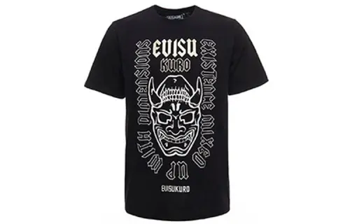 EVISU T Shirts Men's Black Crew Neck Moderate Straight Fit