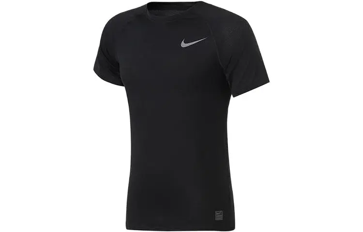 Nike T-Shirts Men's Black Crew Neck Moderate Straight Fit