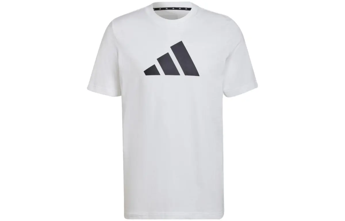 Adidas T-Shirts Men's White Crew Neck Moderate Straight Fit
