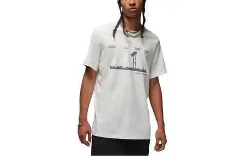 Jordan T Shirts Men's White Crew Neck Moderate Straight Fit