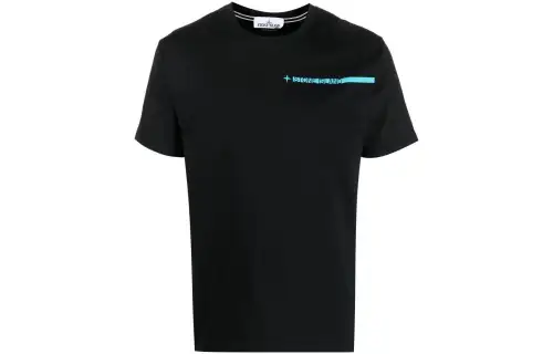 STONE ISLAND T Shirts Men's Black Crew Neck Moderate Straight Fit