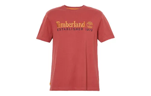 Timberland T Shirts Men's Red Crew Neck Moderate Straight Fit