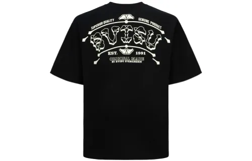 EVISU T Shirts Men's Black Crew Neck Moderate Straight Fit