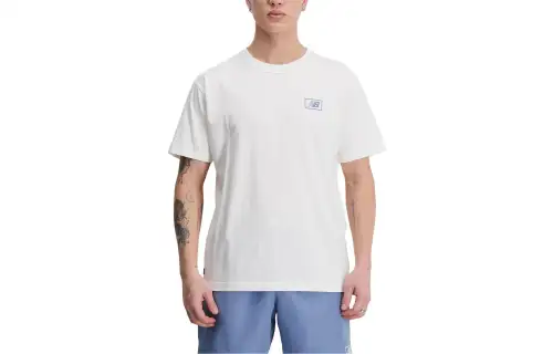New Balance T Shirts Men's White Crew Neck Moderate Straight Fit