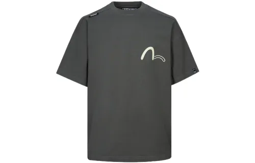 EVISU T Shirts Men's Gray Crew Neck Moderate Straight Fit