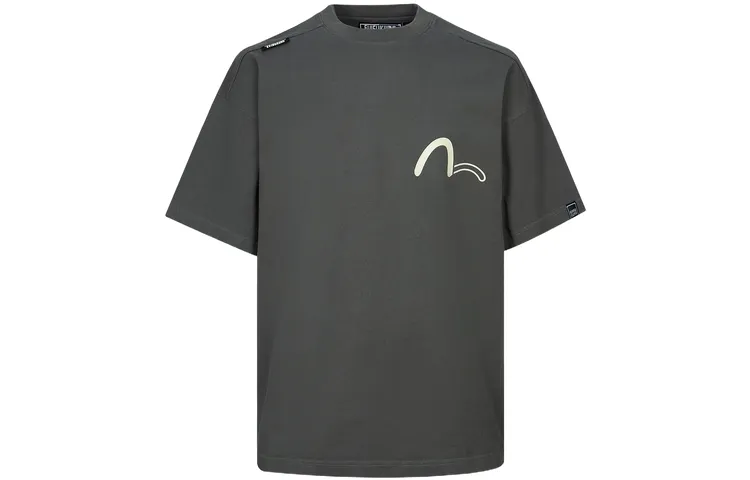 EVISU T Shirts Men's Gray Crew Neck Moderate Straight Fit