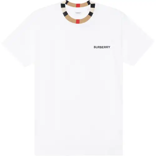 Burberry Icon Stripe Trim Cotton T-shirt White