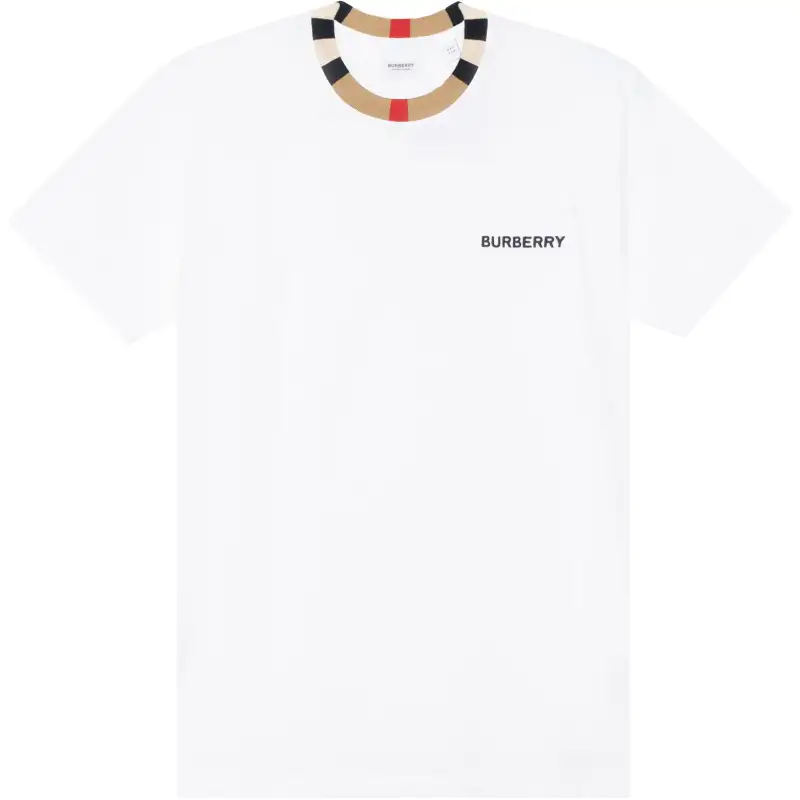 Burberry Icon Stripe Trim Cotton T-shirt White