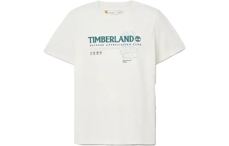 Timberland T Shirts Men's White Crew Neck Moderate Straight Fit