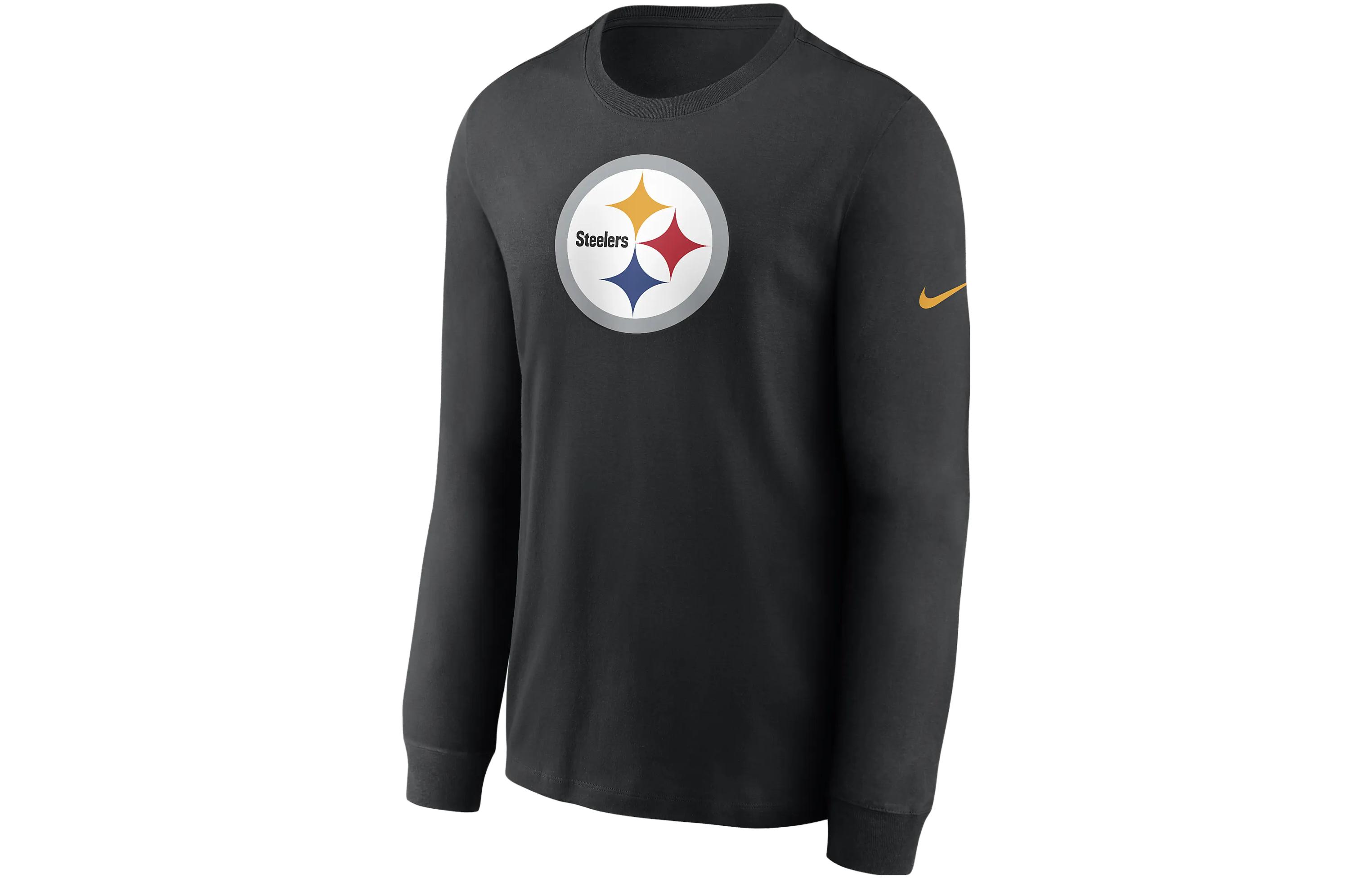 Nike Sports black long-sleeve for rugby with a round collar, USA, with your logo imprint, print