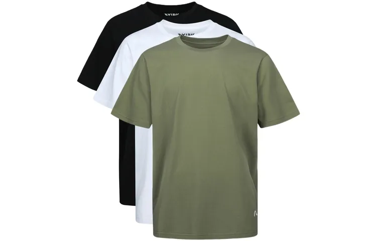 EVISU T Shirts Men's White/Black/Army Green Crew Neck Moderate Straight Fit