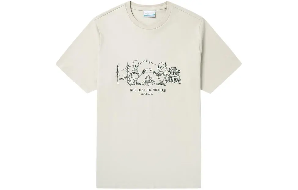 Columbia T-Shirts Men's White Crew Neck Thin Straight Fit