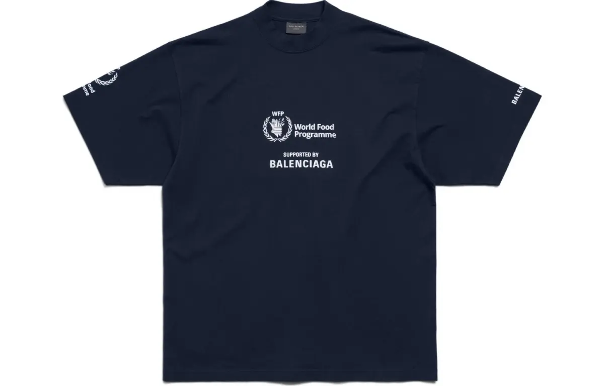 Balenciaga T Shirt Regular Fit Unisex Dark Blue