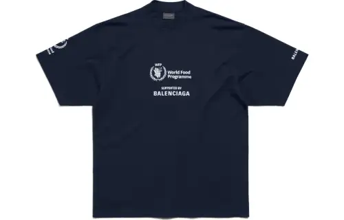 Balenciaga T Shirt Regular Fit Unisex Dark Blue