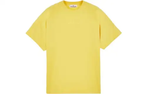 STONE ISLAND T Shirts Men's Yellow Crew Neck Moderate Straight Fit