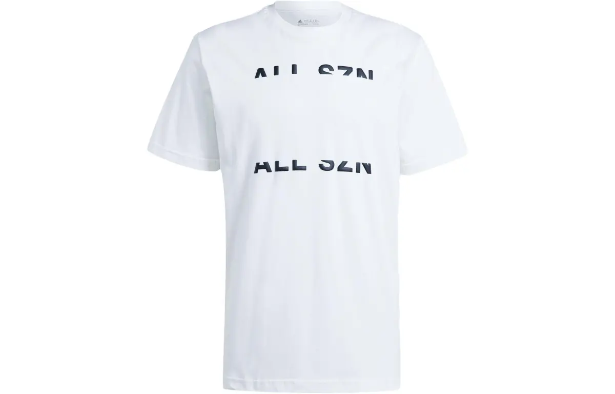 Adidas T-Shirts Men's White Crew Neck Moderate Straight Fit