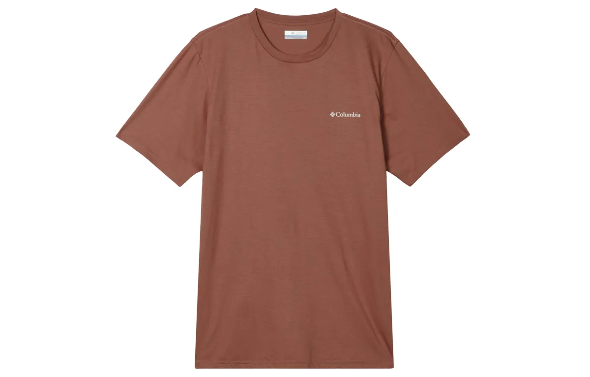 Columbia T-Shirts Men's Red Crew Neck Moderate Straight Fit