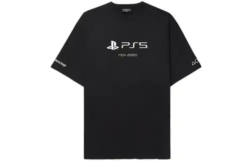 Balenciaga T Shirts Men's Black Crew Neck Moderate Straight Fit