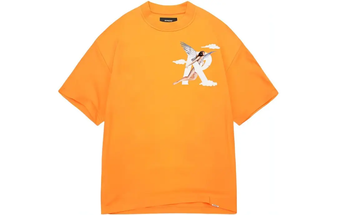 REPRESENT T Shirts Men's Orange Crew Neck Moderate Straight Fit