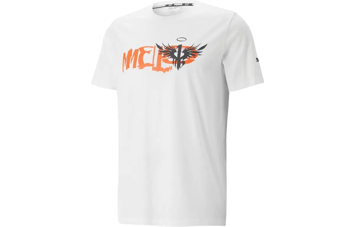 PUMA Basketball Collection T-Shirts Men's White Crew Neck Moderate Straight Fit
