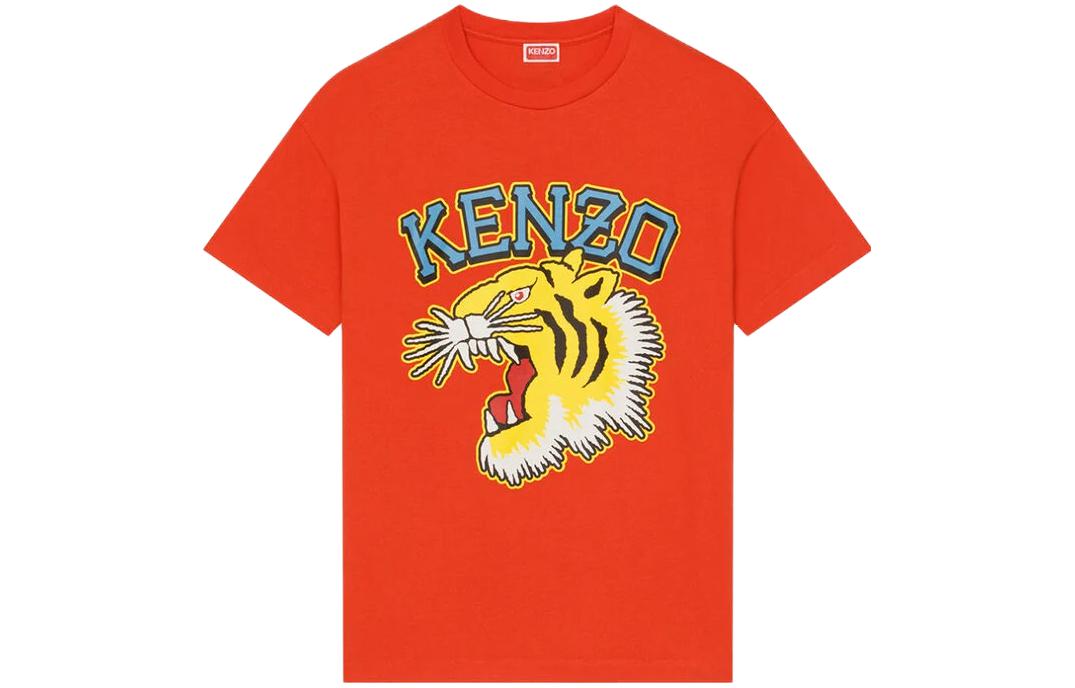 KENZO VARSITY JUNGLE T Shirts Men's Red Crew Neck Moderate Straight Fit