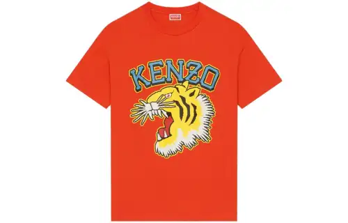 KENZO VARSITY JUNGLE T Shirts Men's Red Crew Neck Moderate Straight Fit