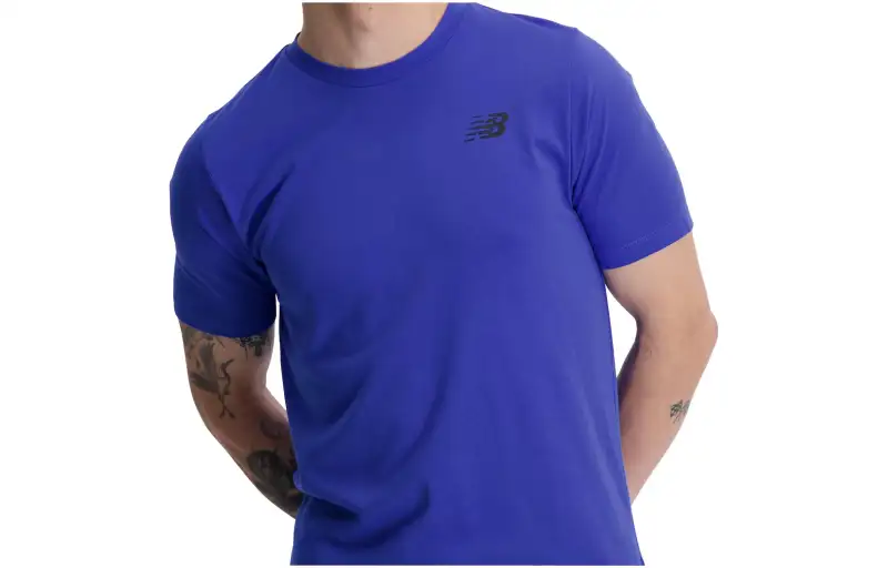 New Balance T Shirts Men's Blue Crew Neck Moderate Straight Fit