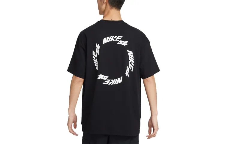 Nike T-Shirts Men's Black Crew Neck Moderate Straight Fit