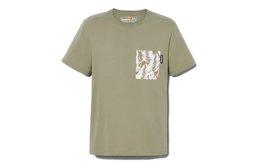Timberland T Shirts Men's Green Crew Neck Moderate Straight Fit