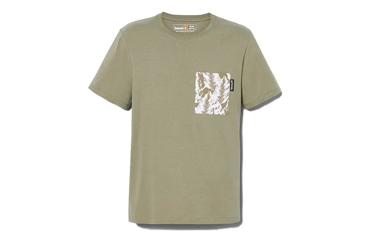 Timberland T Shirts Men's Green Crew Neck Moderate Straight Fit