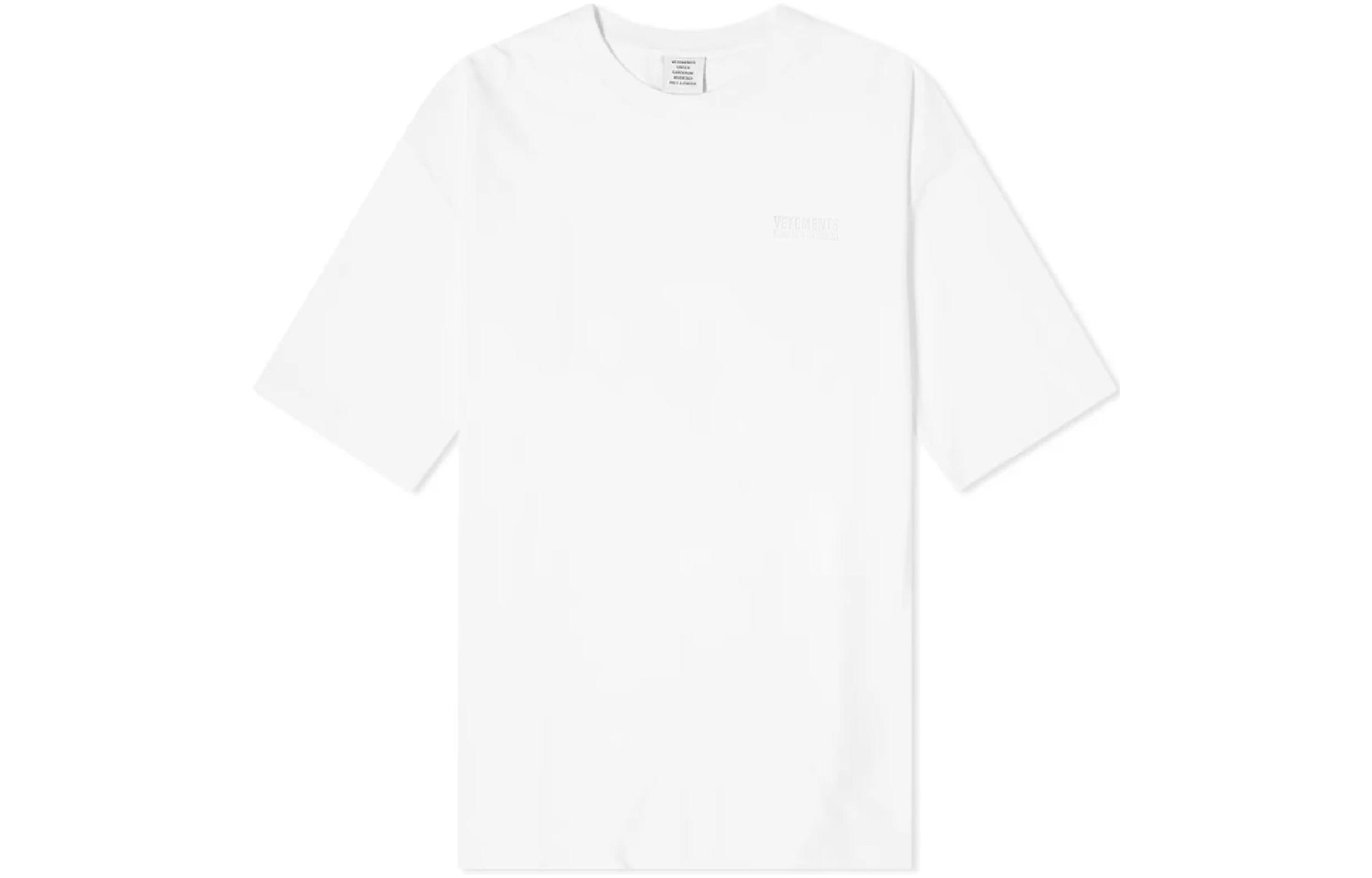 Vetements T Shirts Men's White Crew Neck Moderate Straight Fit