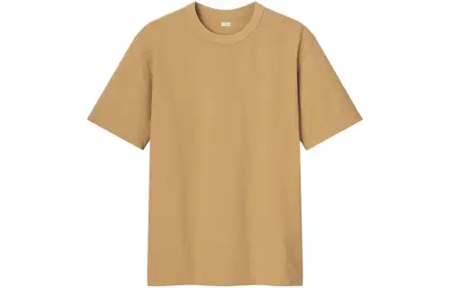 UNIQLO T Shirts Unisex Yellow Crew Neck Moderate Straight Fit