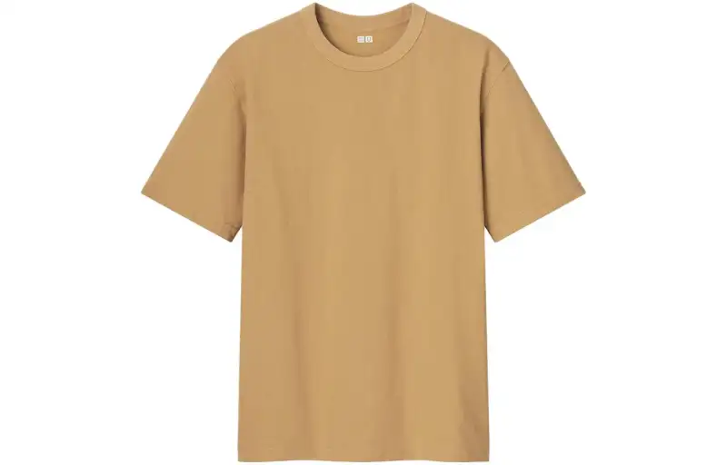 UNIQLO T Shirts Unisex Yellow Crew Neck Moderate Straight Fit