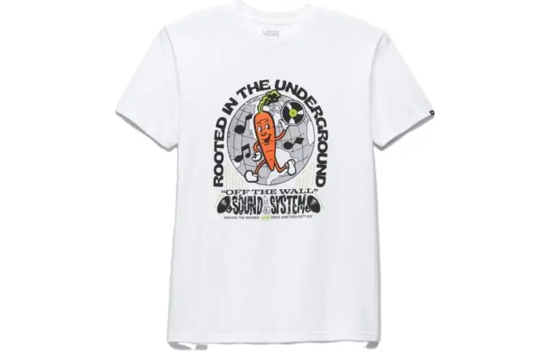 Vans ROOTED SOUND T Shirts Unisex White Crew Neck Moderate Straight Fit