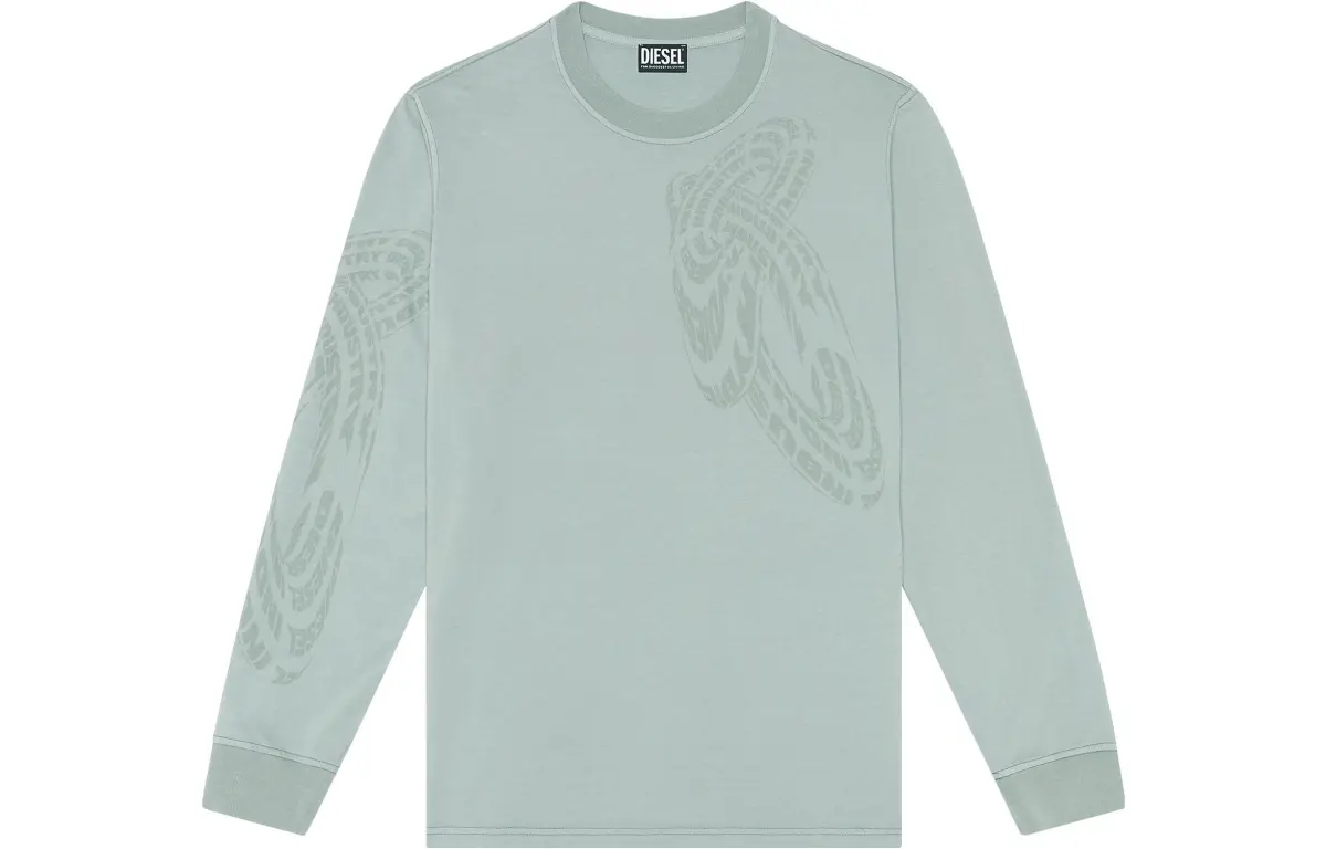 DIESEL T-Shirts Men's Light Gray Crew Neck Moderate Straight Fit
