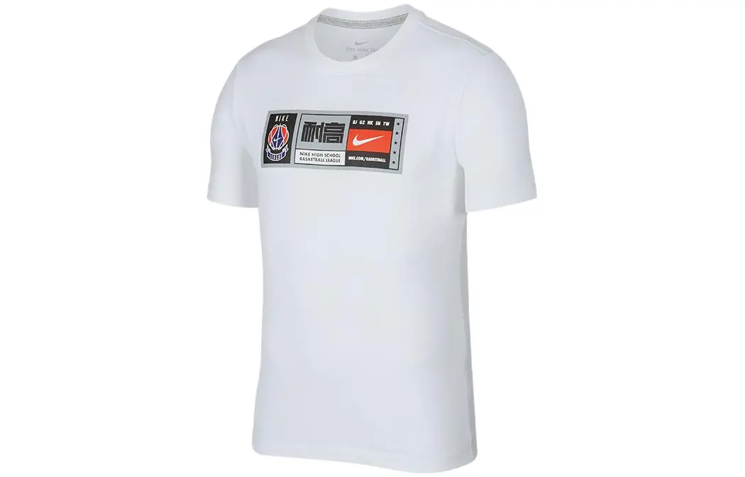 Nike T-Shirts Men's White Crew Neck Moderate Straight Fit