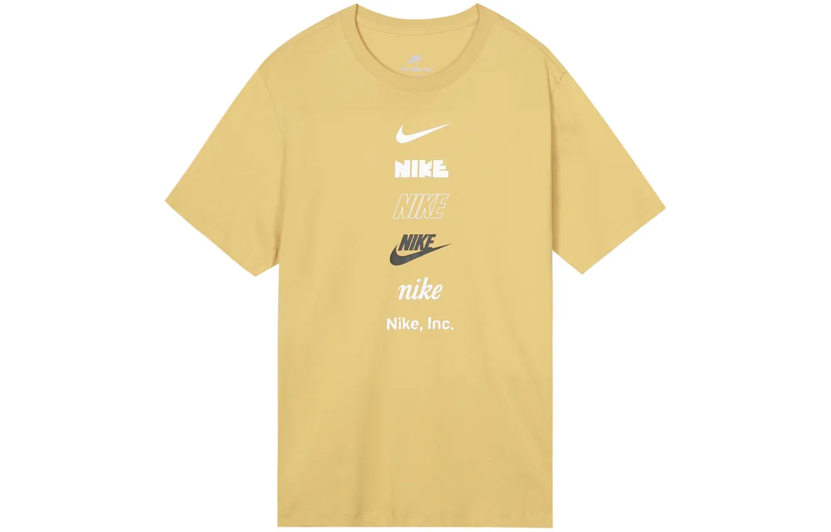 Nike T-Shirts Men's Yellow Crew Neck Moderate