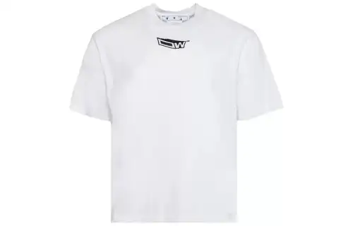 OFF WHITE T Shirts Men's White Crew Neck Moderate Straight Fit