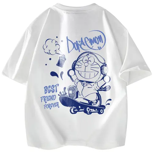 Doraemon T Shirts Unisex Crew Neck Moderate Straight Fit