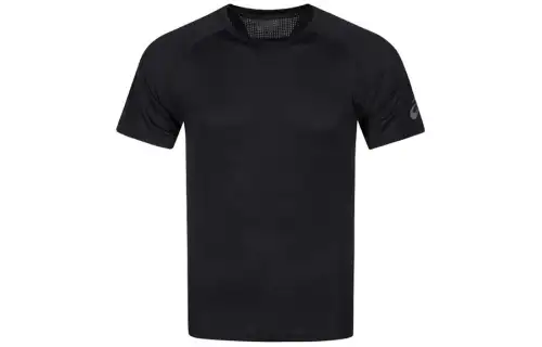 ASICS T Shirts Men's Black Crew Neck Moderate
