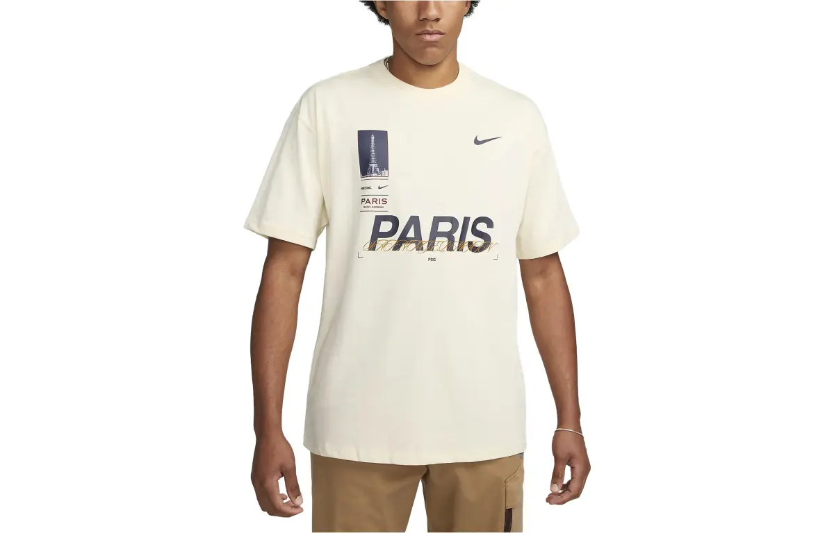 Nike T-Shirts Men's Coconut Milk Crew Neck Moderate Straight Fit