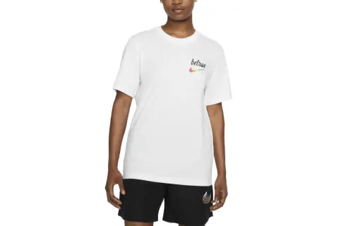 Nike T Shirts Unisex White Crew Neck Moderate Straight Fit