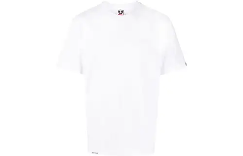 A BATHING APE T Shirts Men's White Crew Neck Moderate Straight Fit