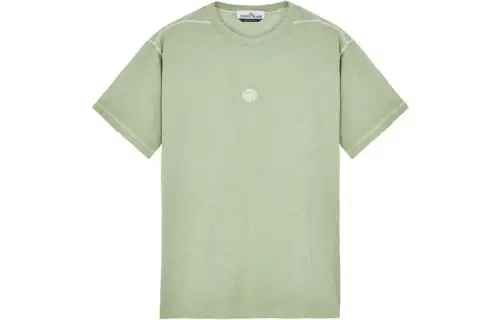 STONE ISLAND T Shirts Men's Sage Green Crew Neck Moderate Straight Fit