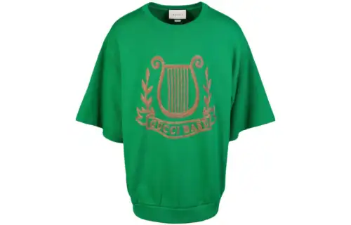 GUCCI T Shirts Men's Green Crew Neck Moderate Straight Fit